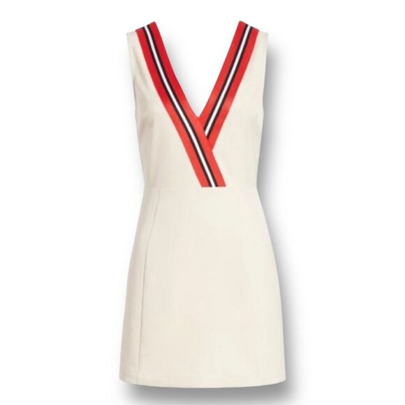 Anthropologie English Factory L Ivory Mini Dress Varsity Stripe Retro Preppy NWT - Picture 2 of 8